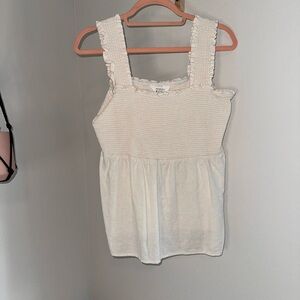 Market & Spruce Cream Ruffle Tank Top